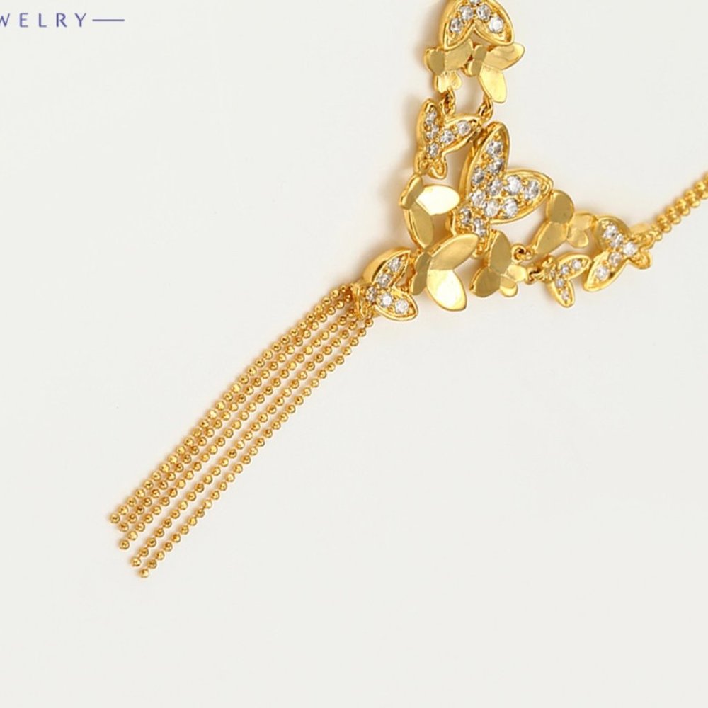 Elegant Butterfly Tassel 18KGP Necklace - Picture 4 of 10